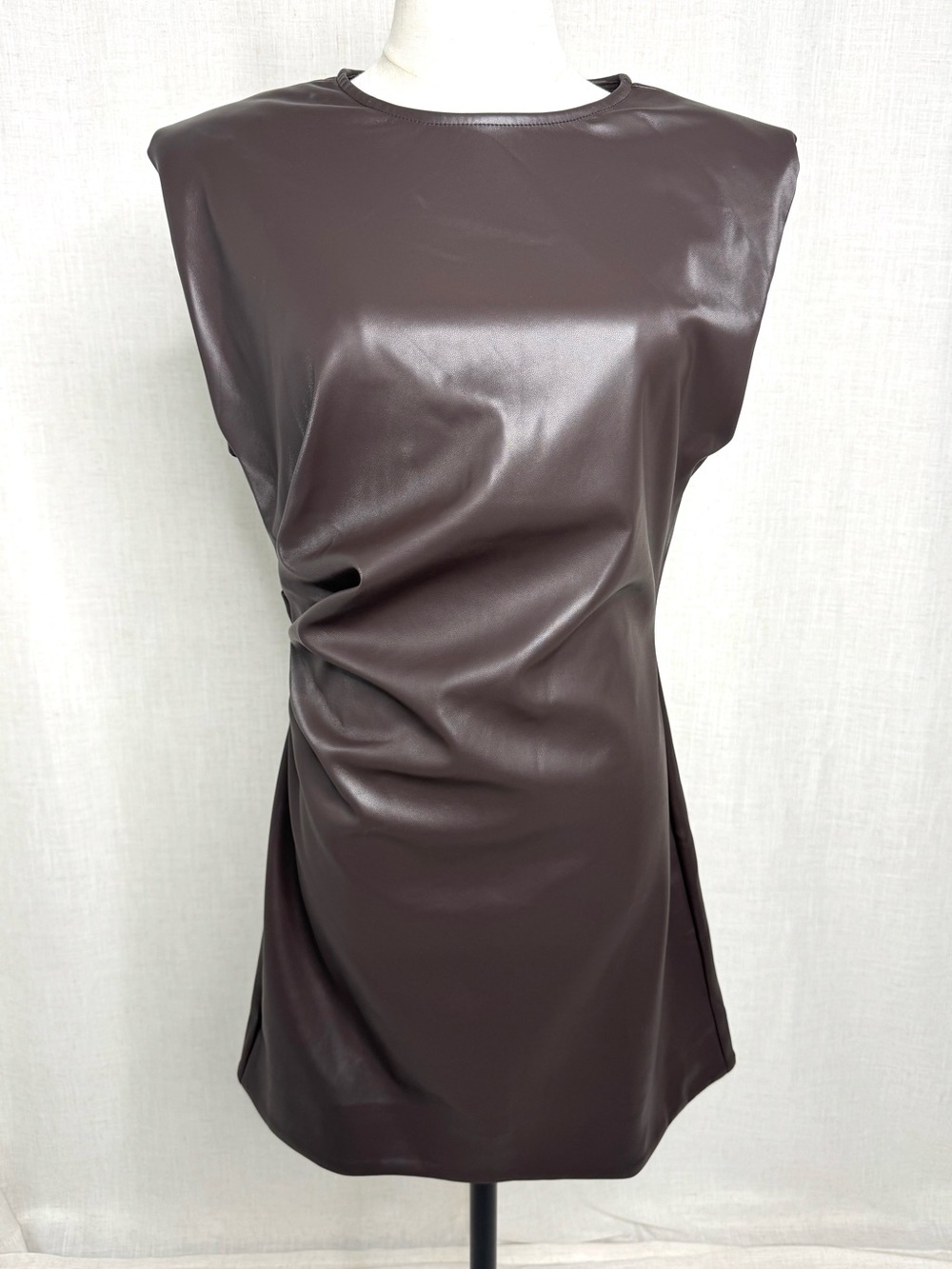 Sofie The Label It Girl Faux Leather Mini Dress Brown Size M